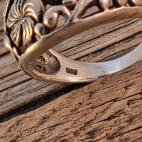 Sterling Open Flourish Flower Openwork Ring - Picture 2 of 9